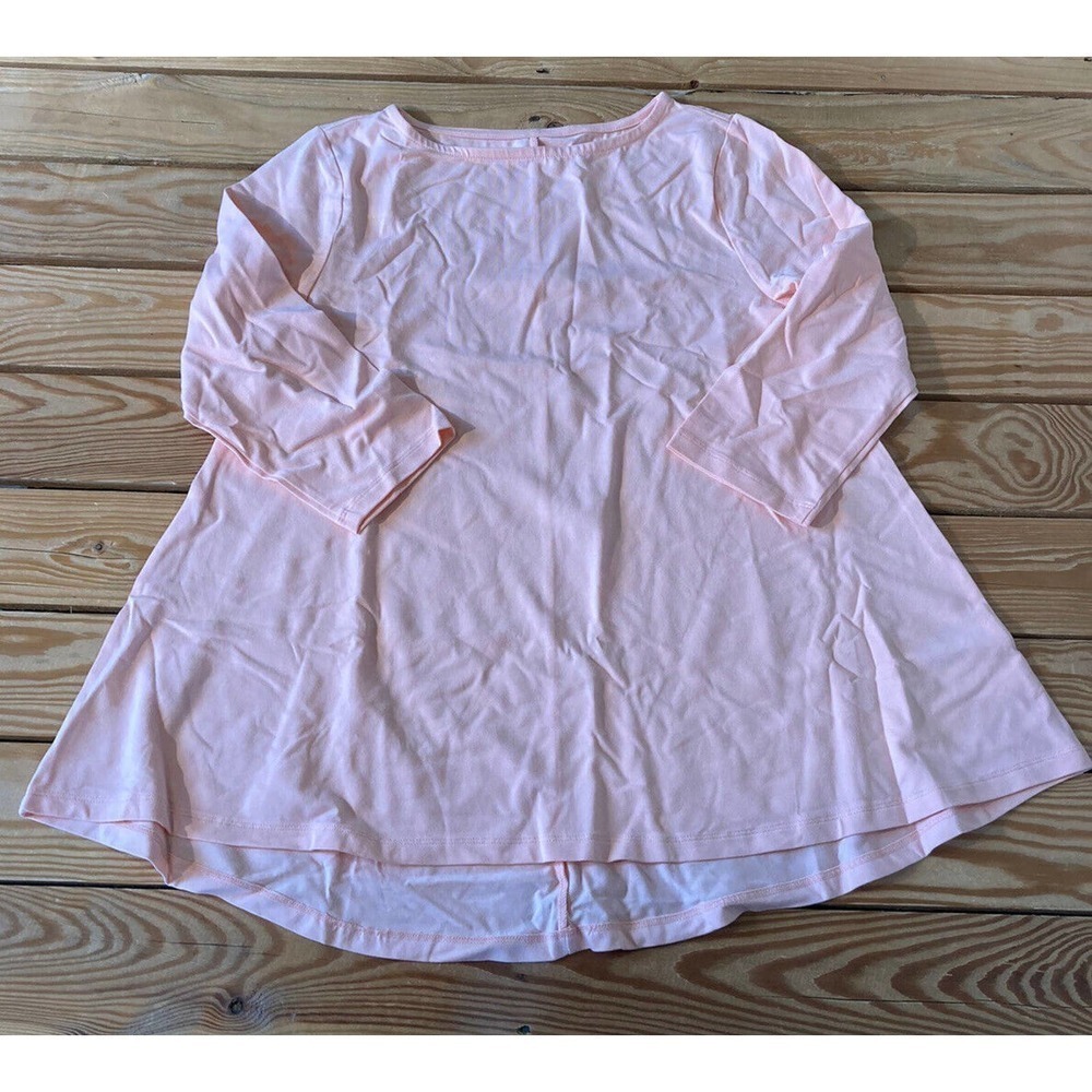 NEW D&Co Boatneck 3/4 Sleeve Top Size 2XS Women’s Peach